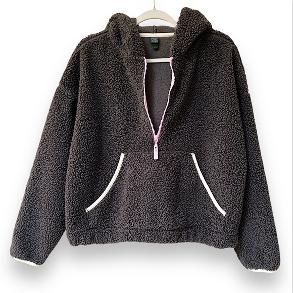 Wild Fable Pullover Sherpa Hoodie | Size Medium | Grey | Quarter Zip | $20.00 - Picture 2 of 8